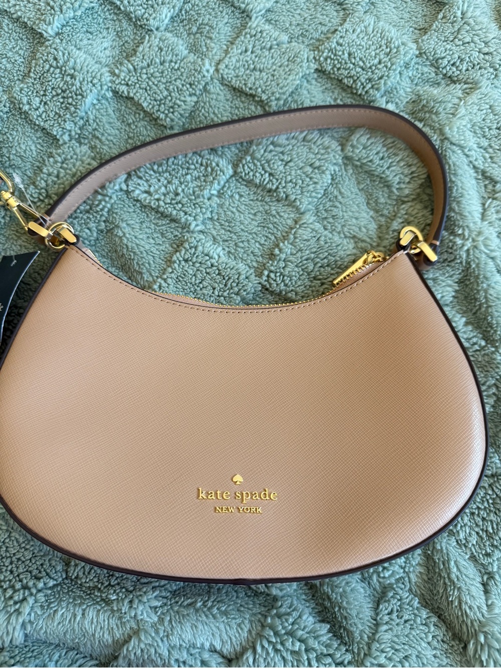 kate spade Tan Crescent Shoulder Bag with Gold Hardware